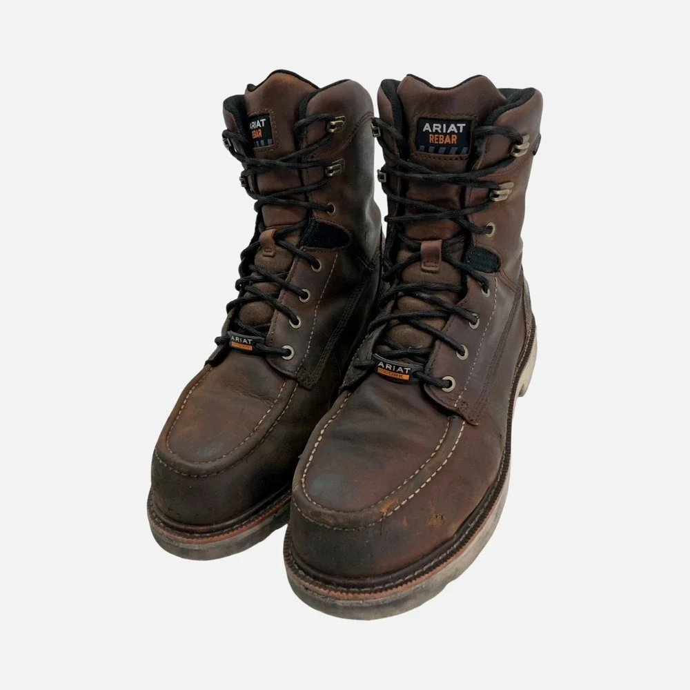 Ariat Rebar Boots Mens Size 11 EE Brown Leather Waterproof Work Composite Toe